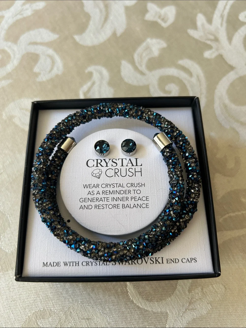 Sparkle Wrap Bracelet and Stud Earring Set in Teal Blue